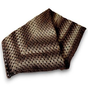 Hand Crocheted Blanket Baby Lap Afghan Brown Shades 36"x36"‎ NWOT